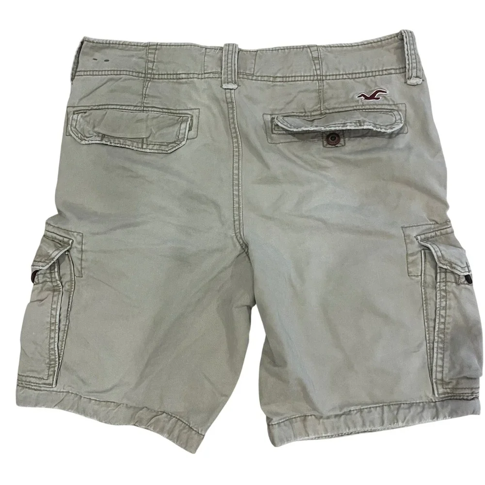 Hollister Mens Cargo Shorts Size‎ 31 Tan Khaki Cotton Twill Utility Pockets